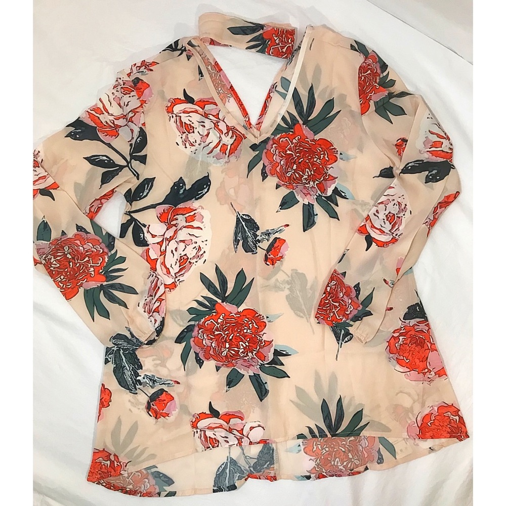 Floral Print Long-Sleeve Top